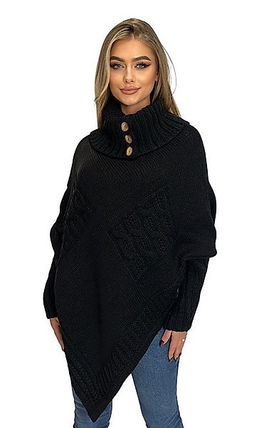 Mississhop Strickponcho Poncho Strick Sweatshirt Pullover Umhang Überwurf günstig online kaufen