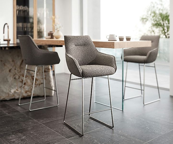 DELIFE Barhocker Alja-Flex, Kufengestell Edelstahl Bouclé günstig online kaufen