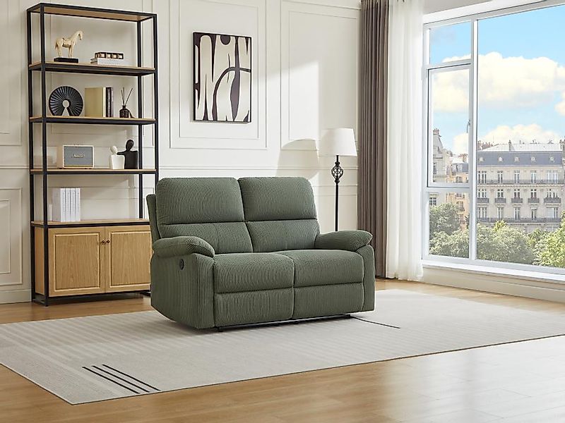 Relaxsofa elektrisch 2-Sitzer - Cord - Grün - LUNANO günstig online kaufen