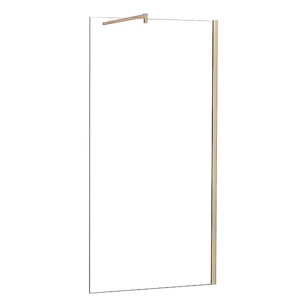 AICA Walk in Dusche 85 x 200cm Duschwand 8mm ESG NANO Glas mit Gold Stabili günstig online kaufen