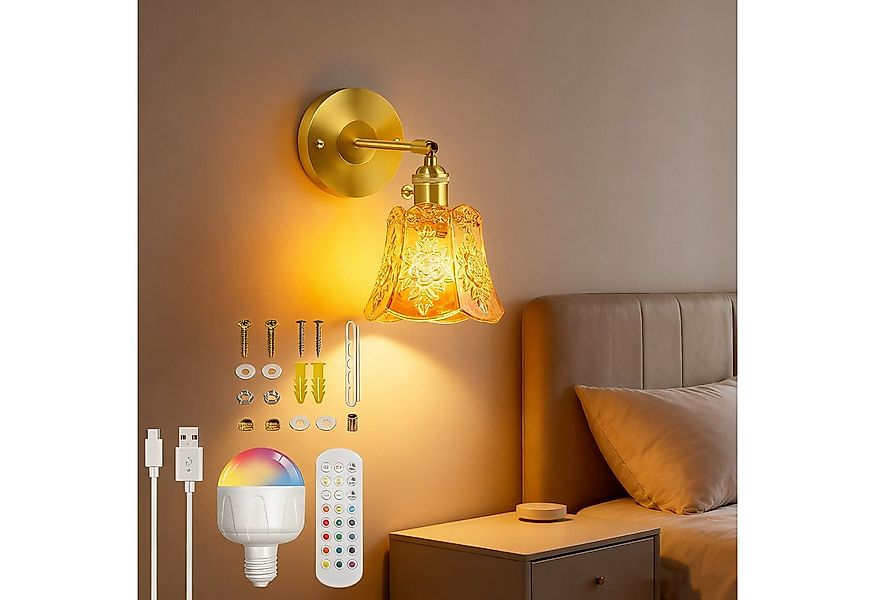 MUPOO Wandleuchte Retro Wandleuchte Innen,Led Gold Wandlampe Vintage mit Sc günstig online kaufen
