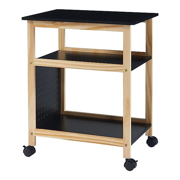 en.casa Beistellwagen, »Dønna« Druckertisch 61x51x36cm Schwarz/Holzfarben günstig online kaufen