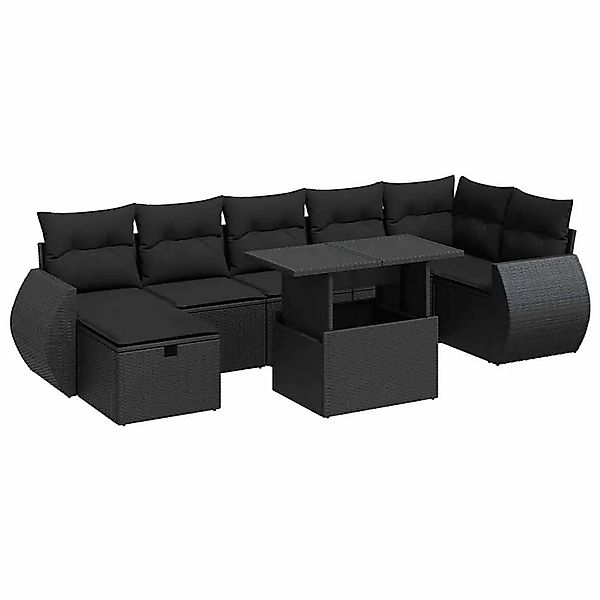 vidaXL 8-Tlg Garten-Sofagarnitur mit Kissen Schwarz Poly Rattan 3327905 günstig online kaufen