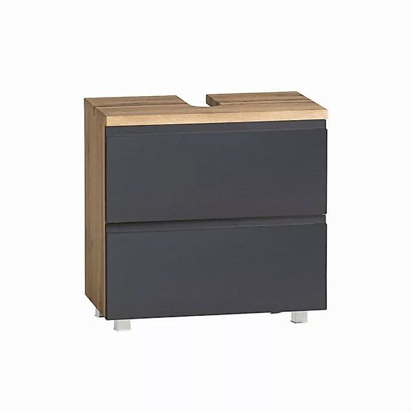 Lomadox Waschbeckenschrank VASTO-03-GREY 60cm in Wotan Eiche Nb. mit grau m günstig online kaufen