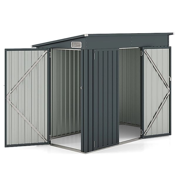 Costway Gartenhaus Metall 235 x 117 x 185 cm Dunkelgrau günstig online kaufen