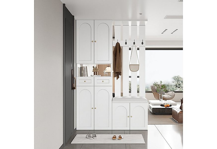 Flieks Garderoben-Set Garderobenständer mit 4 Haken, 6 Türen und 2 Schublad günstig online kaufen