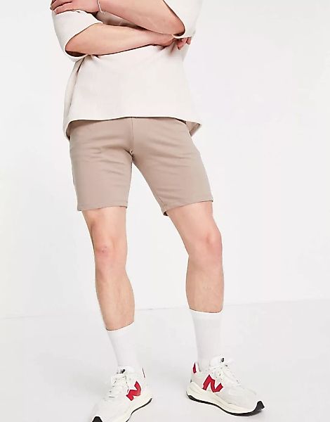 ASOS DESIGN – Eng geschnittene Jersey-Shorts in Braun, Kombiteil günstig online kaufen