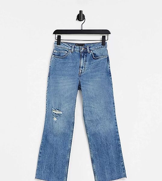 ASOS DESIGN Petite – Effortless – Ausgestellte Jeans mit hohem Bund, kurzem günstig online kaufen