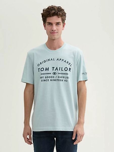 TOM TAILOR T-Shirt Logo Print T-Shirt in Melange Optik mit Logo Print günstig online kaufen