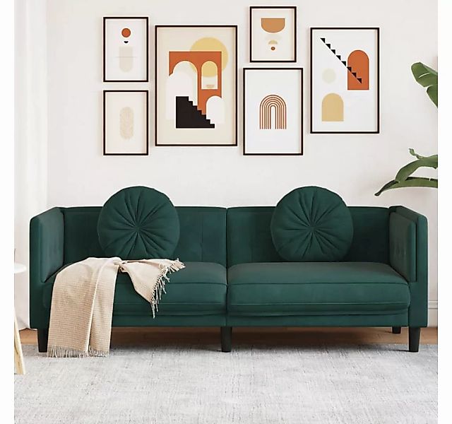vidaXL Sofa Sofa mit Kissen 3-Sitzer Dunkelgrün Samt günstig online kaufen