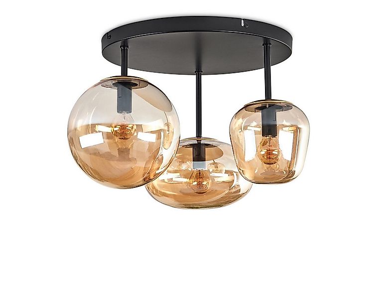 hofstein Deckenleuchte Deckenlampe aus Metall/Glas in Schwarz, ohne Leuchtm günstig online kaufen