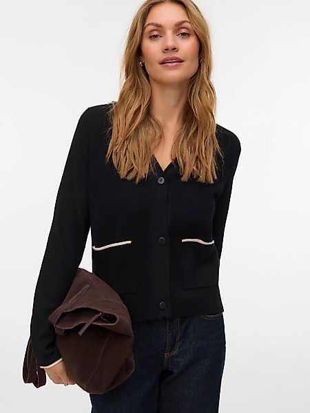 Vero Moda Strickjacke "VMGOLD LS V-NECK CONTRAST CARDIGAN" günstig online kaufen