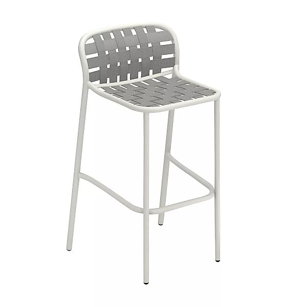 emu - Yard Outdoor Barhocker - weiß, graugrün/Sitz elastische Gurte graugrü günstig online kaufen