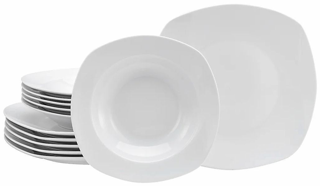 CreaTable Tafelservice "Geschirr-Set Amelie" Geschirr, Teller Set, weiß, 12 günstig online kaufen