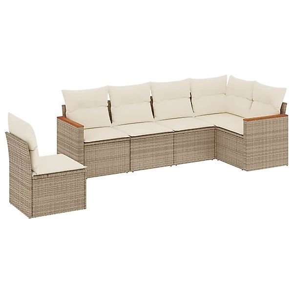 vidaXL 6-Tlg Garten-Sofagarnitur mit Kissen Beige Poly Rattan 3226016 günstig online kaufen