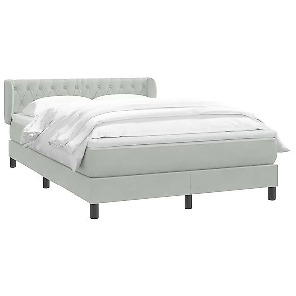 vidaXL Boxspringbett mit Matratze Hellgrau 160x210 cm Samt 3317781 günstig online kaufen