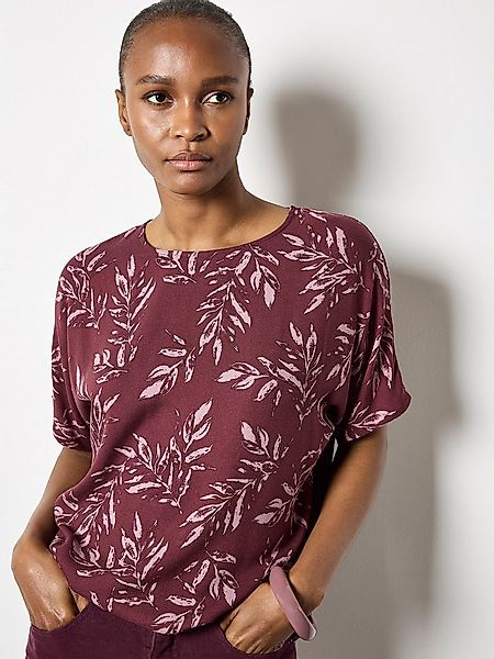 Apricot T-Shirt Druckshirt mit Blätterdruck günstig online kaufen