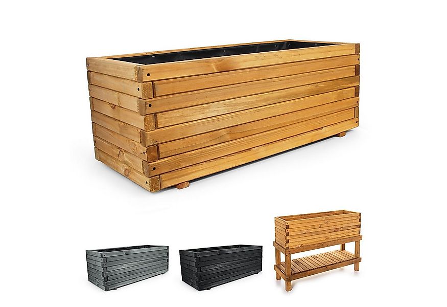 BooGardi Pflanzkübel Pflanzkasten Holz mit Vlies (Hochbeet 90cm naturbraun) günstig online kaufen