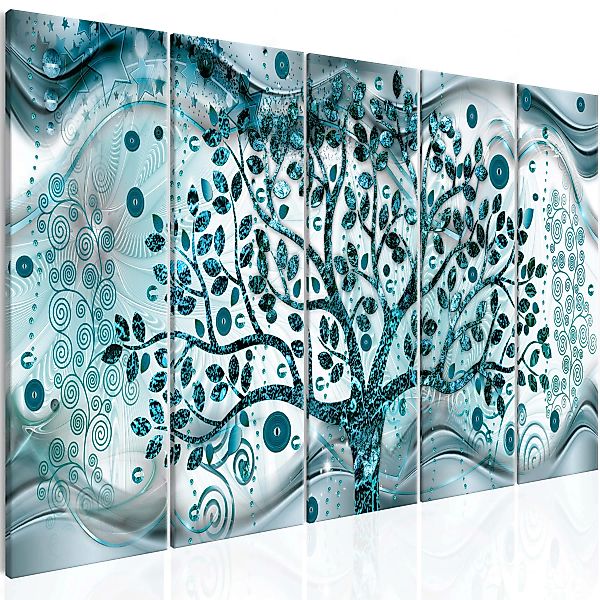 Wandbild - Tree and Waves (5 Parts) Blue günstig online kaufen
