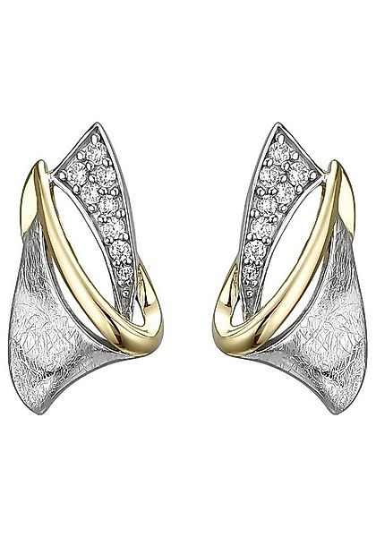 JOBO Paar Ohrstecker, 925 Silber bicolor vergoldet mit 16 Zirkonia günstig online kaufen