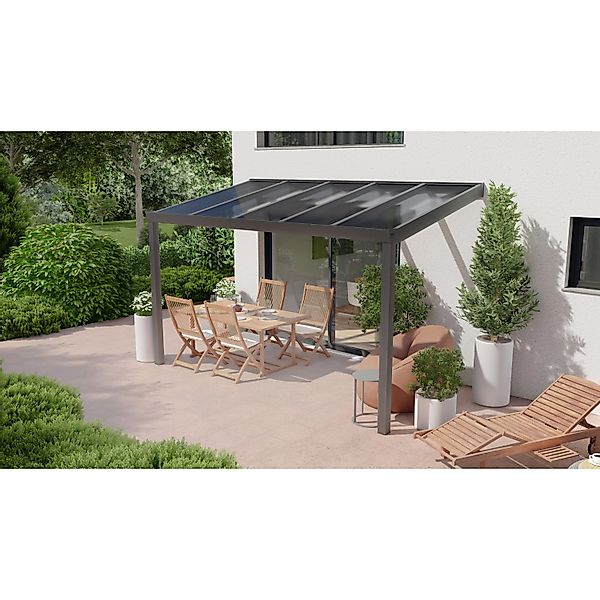 Terrassenüberdachung Professional 400 cm x 200 cm Anthrazit Struktur PC Kla günstig online kaufen