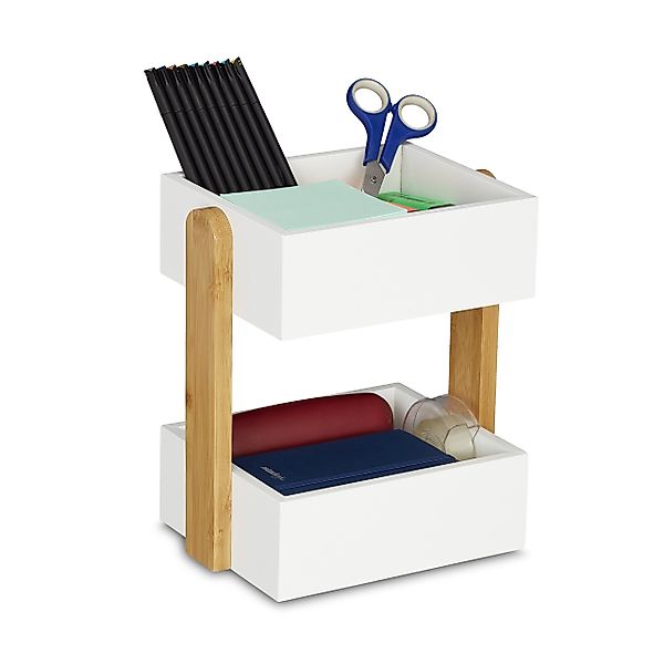 relaxdays Schreibtischaufsatz Schreibtisch Organizer 2 Fächer, günstig online kaufen