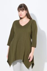 Ulla Popken T-Shirt Shirt Zipfelsaum V-Ausschnitt günstig online kaufen