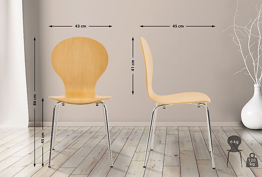 CLP Besucherstuhl Diego (4er Set), stapelbar günstig online kaufen