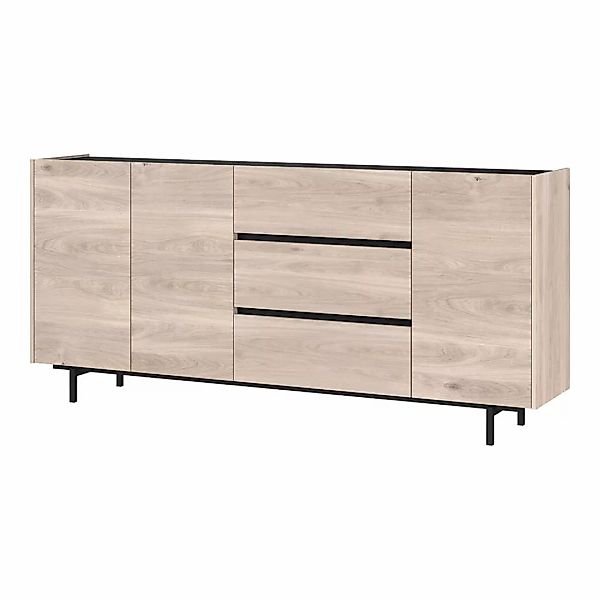 Sideboard mit drei Türen und drei Schubladen in Eiche Nb. mit Schwarz, grif günstig online kaufen