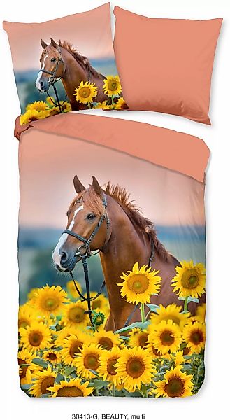 good morning Kinderbettwäsche »Beauty Horse Sunflower«, Baumwolle, 135x200, günstig online kaufen