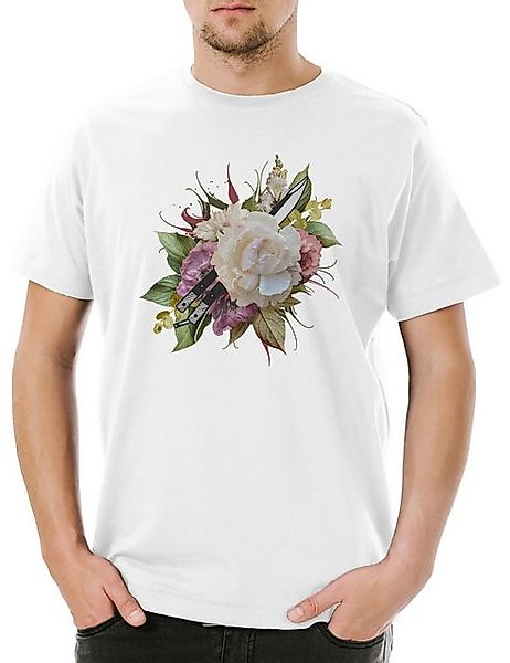 Urban Backwoods Print-Shirt Knife And Flowers Herren T-Shirt Tattoo Oldscho günstig online kaufen