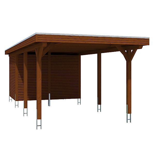 Skan Holz Carport Spessart m. Abstellr. 355 x 846 cm Nuss günstig online kaufen