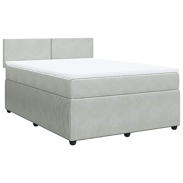 vidaXL Boxspringbett mit Matratze Hellgrau 140x190 cm Samt 3287728 günstig online kaufen