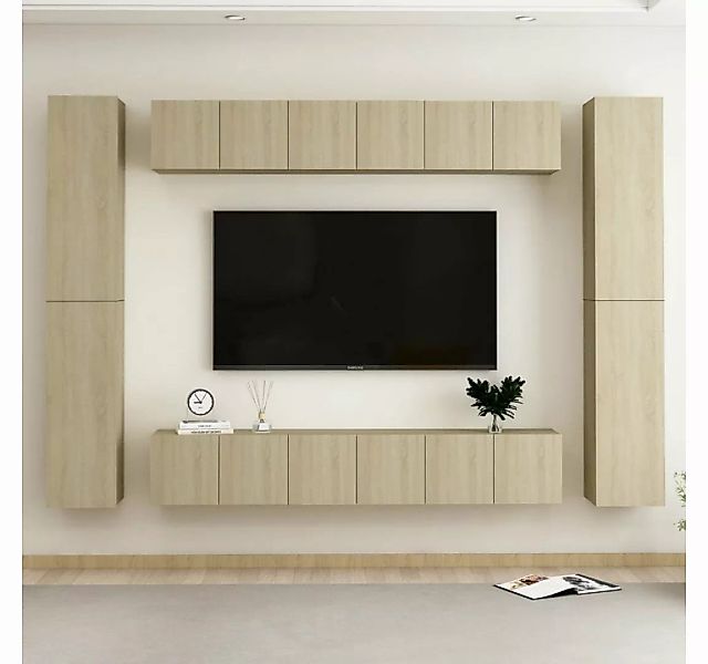 furnicato TV-Schrank 10-tlg. TV-Schrank-Set Sonoma-Eiche Holzwerkstoff günstig online kaufen