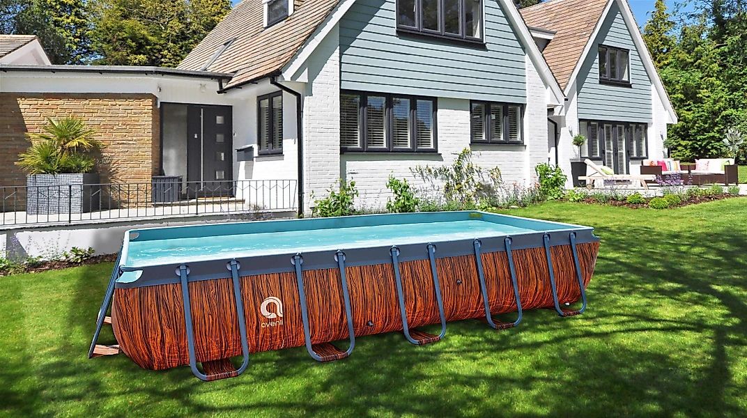 Avenli Frame Stahlrahmenpool Rechteckig 540 x 250 x 100 cm Grau mit Sicherh günstig online kaufen