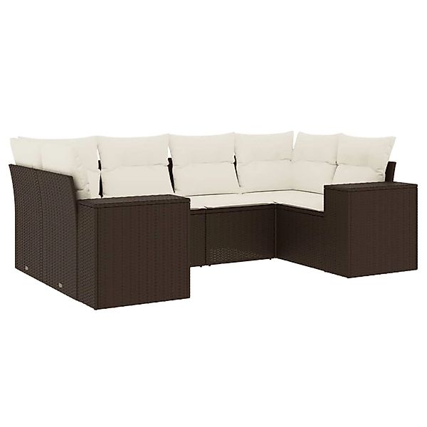 vidaXL 6-Tlg Garten-Sofagarnitur mit Kissen Braun Poly Rattan 3222982 günstig online kaufen