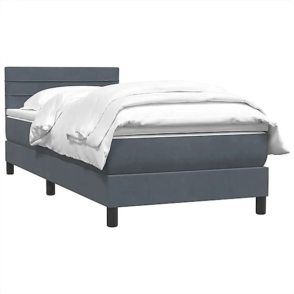 vidaXL Boxspringbett mit Matratze Dunkelgrau 80x220 cm Samt 3316330 günstig online kaufen