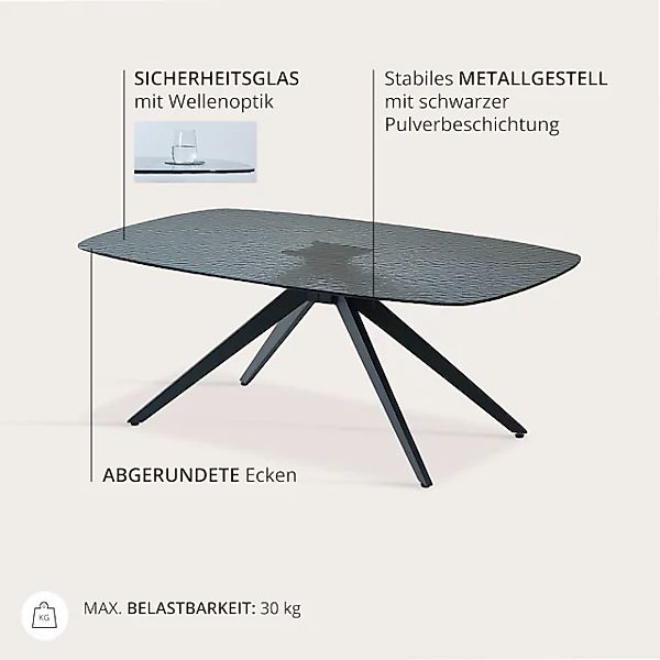 Stolkom Couchtisch »Elias Glastisch schwarz, Wohnzimmertisch BxHxT 110x44x7 günstig online kaufen