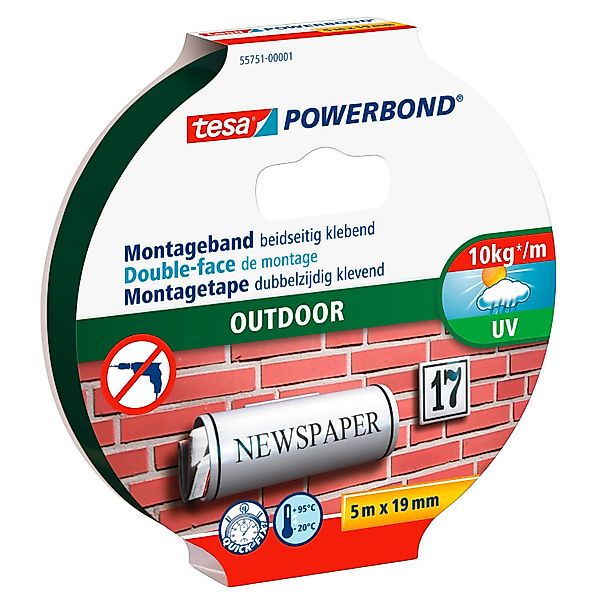 tesa Doppelklebeband POWERBOND Outdoor Doppelseitiges Klebeband (Packung, 1 günstig online kaufen