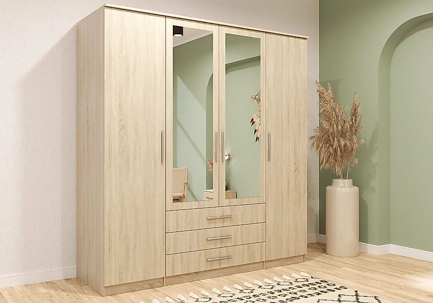 MOEBLO Drehtürenschrank RUTH 4D (mit Spiegel und Schubladen, Kleiderschrank günstig online kaufen