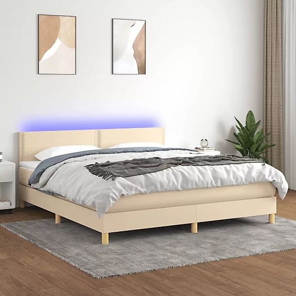 Vidaxl Boxspringbett Mit Matratze & Led Creme 180x200 Cm Stoff günstig online kaufen