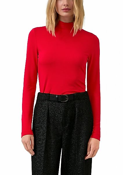 s.Oliver Langarmshirt mit Stehkragen und aus Viskose-Stretch günstig online kaufen