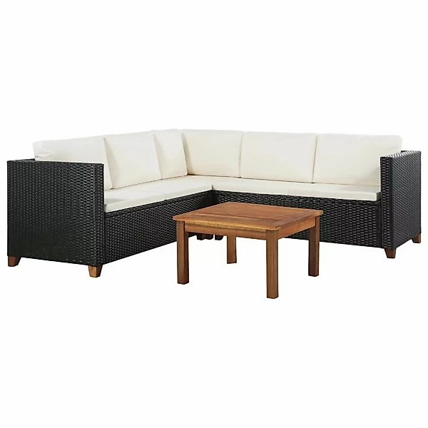 4-tlg. Garten-lounge-set Mit Auflagen Poly Rattan Schwarz günstig online kaufen