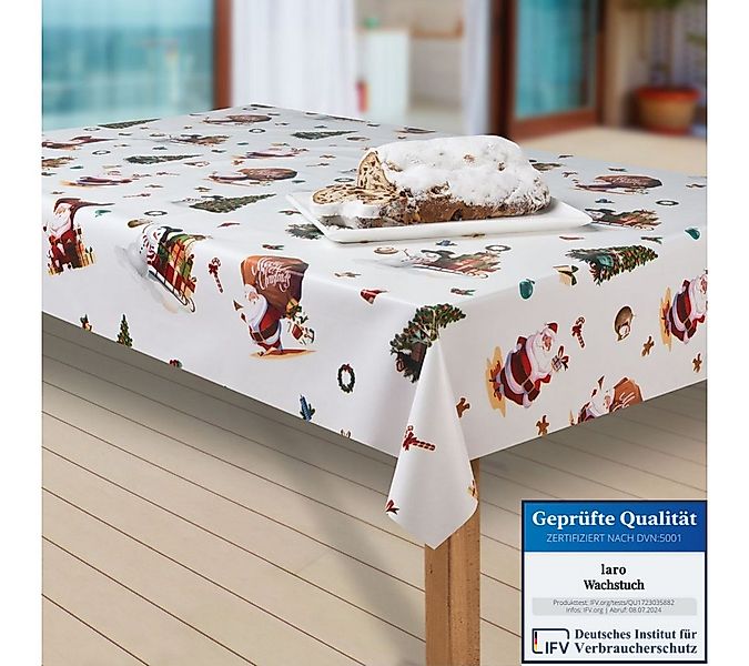 laro Tischdecke Wachstuch-Tischdecken Abwaschbar Weihnachtsmann weiß rechte günstig online kaufen
