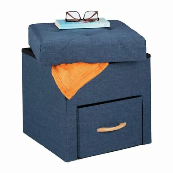 relaxdays Blauer Sitzhocker mit Stauraum blau günstig online kaufen