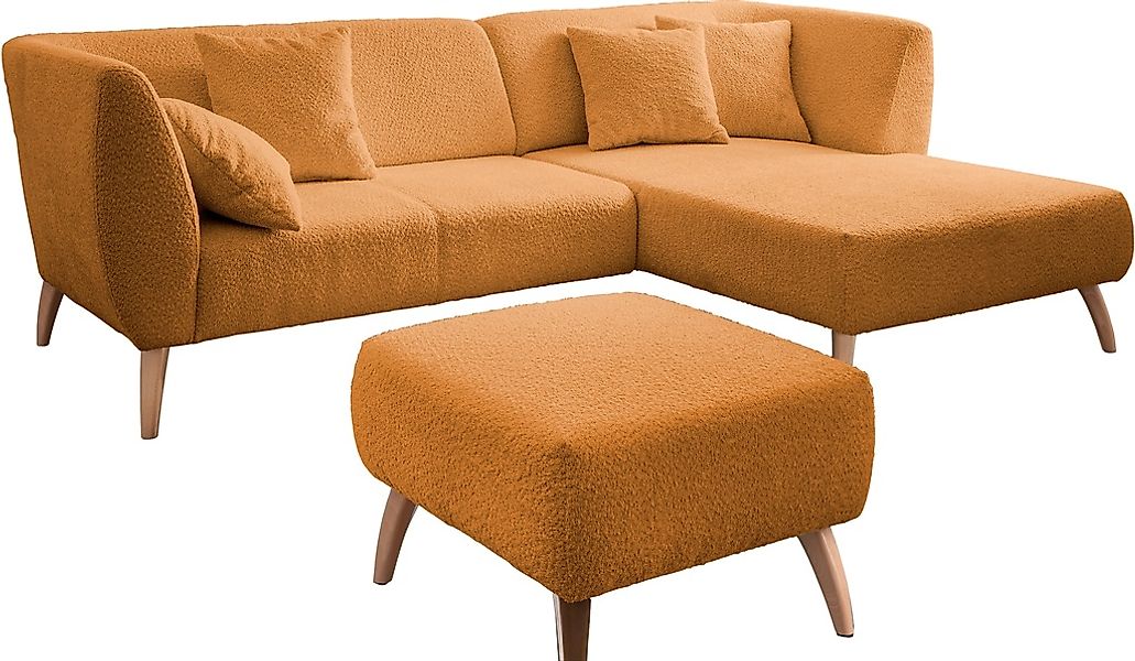 INOSIGN Ecksofa »Colori L-Form«, Holzfußfarbe wählbar, inkl. 4x Zierkissen günstig online kaufen