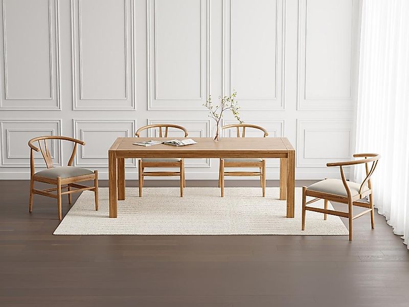 Set Tisch AMILA + 4 Stühle POGIANA - Holzfarben & Beige günstig online kaufen