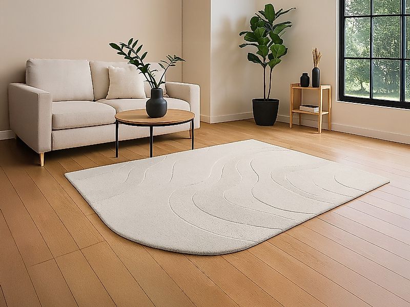 Relief-Teppich mit abgerundetem Rand - 100 % Wolle - handgetuftet - 200 x 2 günstig online kaufen