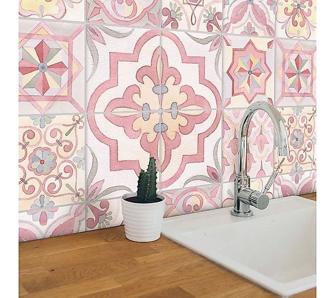 K&L Wall Art Fliesenaufkleber 12x Klebefliese Kachel Sticker Rosa Landhaus günstig online kaufen