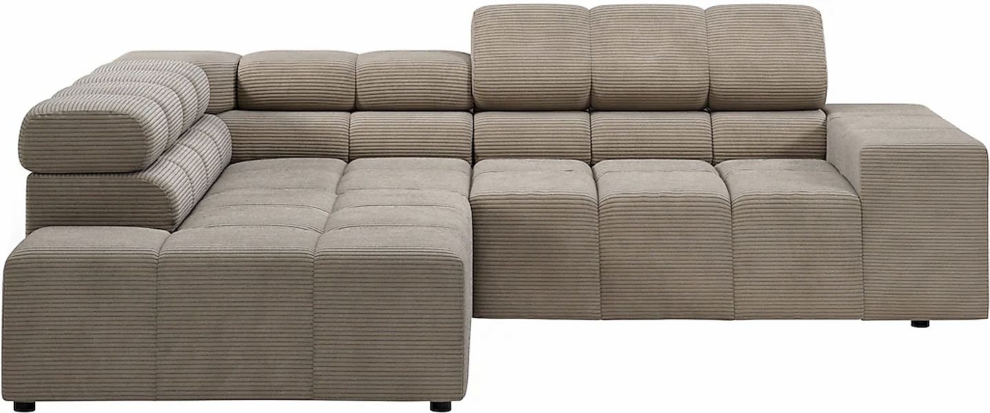 INOSIGN Ecksofa "Ancona, incl. Kopfteilverstellung + 3 Zierkissen, L-Form, günstig online kaufen